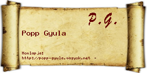 Popp Gyula névjegykártya